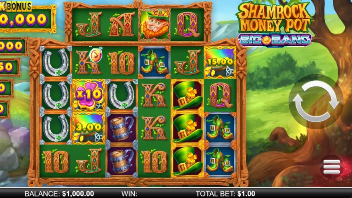 Shamrock Money Pot Big Bang slot machine gameplay